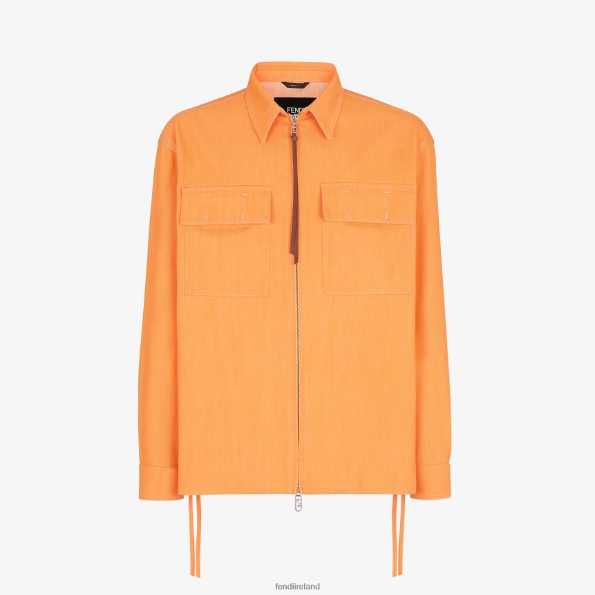 Fendi Men Denim Jacket R06TFR2028 Apparel Orange