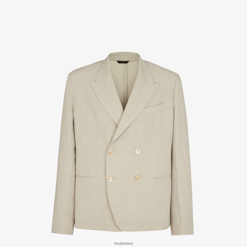 Fendi Men Linen Jacket R06TFR1914 Apparel Gray