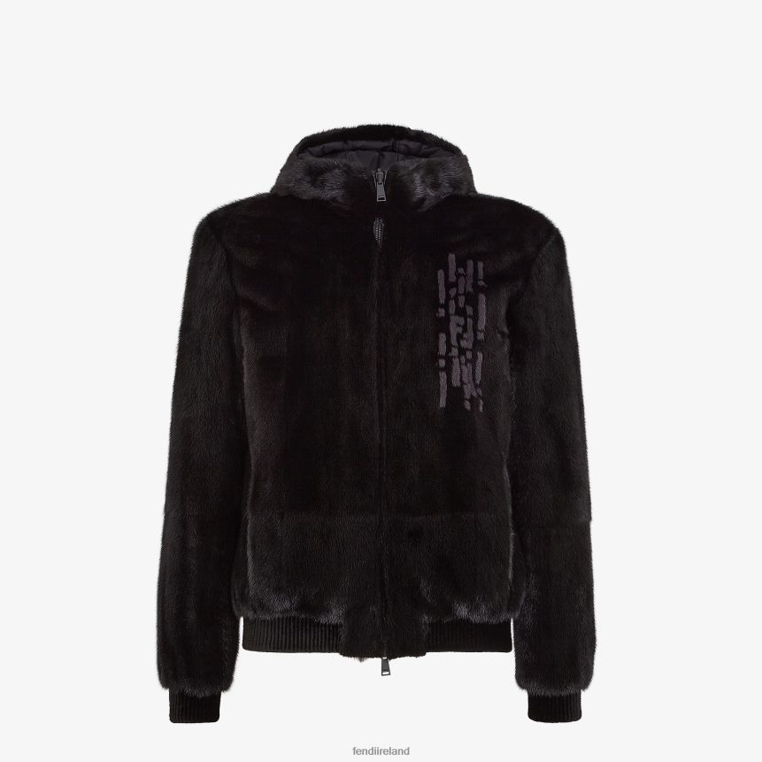 Fendi Men Mink Jacket R06TFR2205 Apparel Black