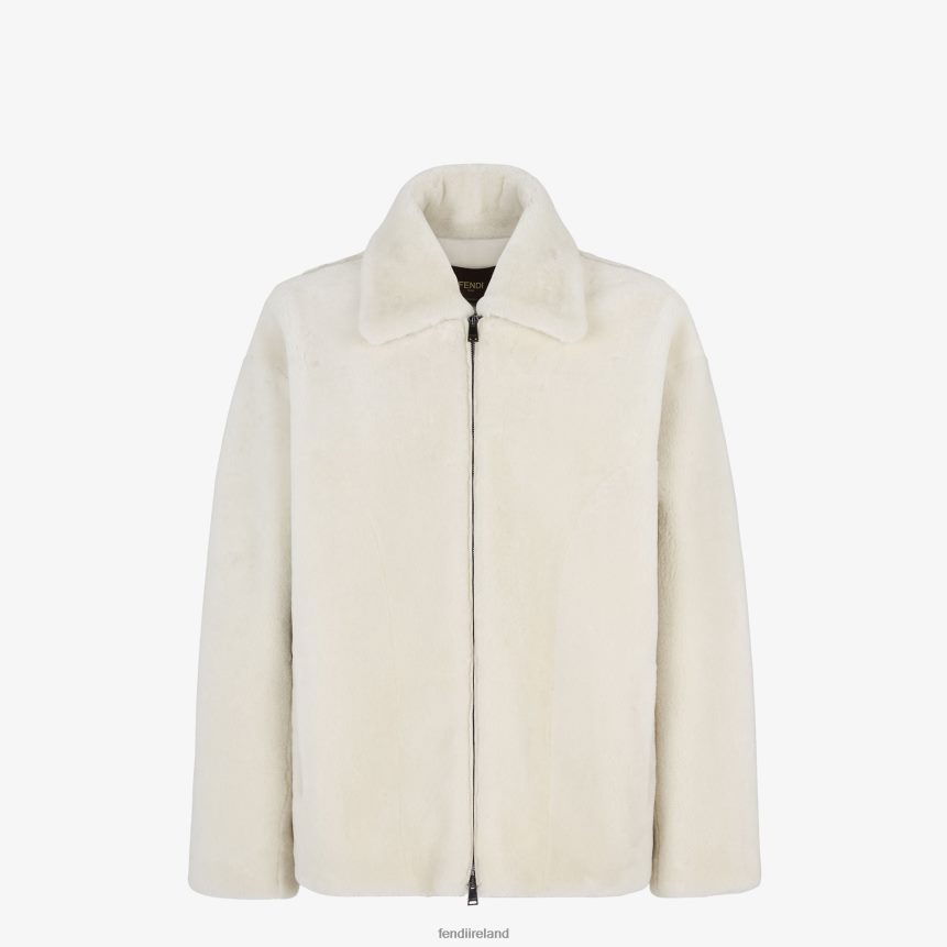 Fendi Men Shearling Jacket R06TFR2128 Apparel White