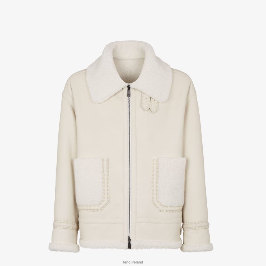 Fendi Men Shearling Jacket R06TFR2159 Apparel White