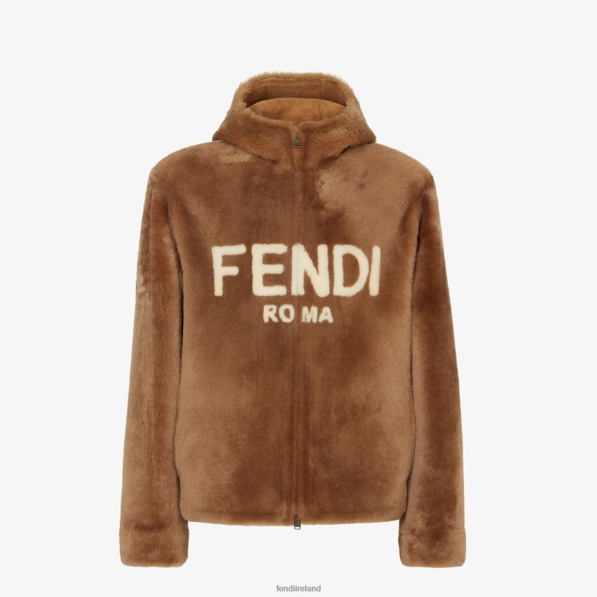 Fendi Men Shearling Jacket R06TFR2173 Apparel Brown