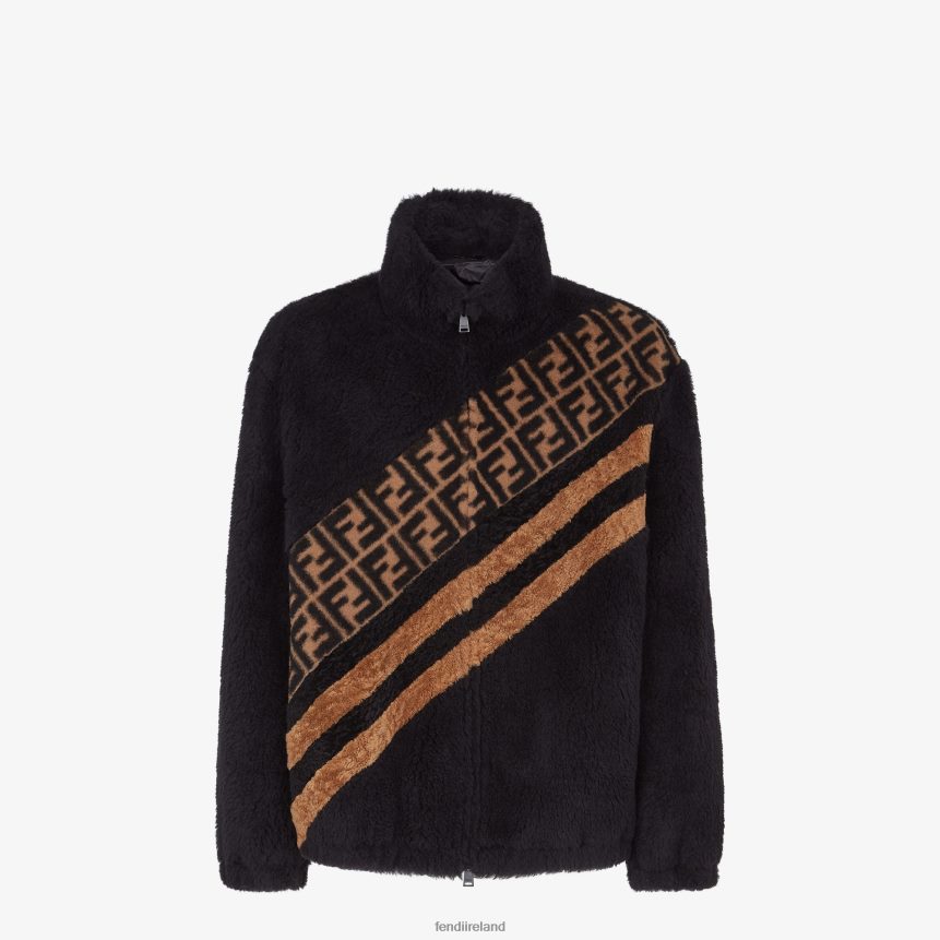 Fendi Men Sheepskin Jacket R06TFR2214 Apparel Black