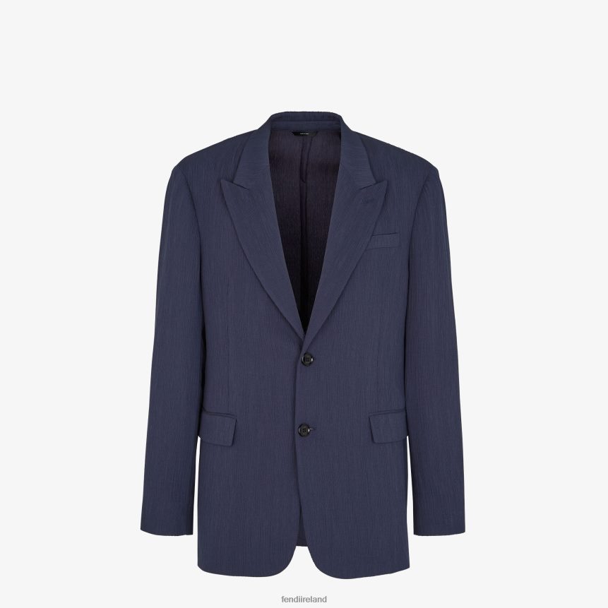 Fendi Men Viscose Jacket R06TFR1940 Apparel Blue