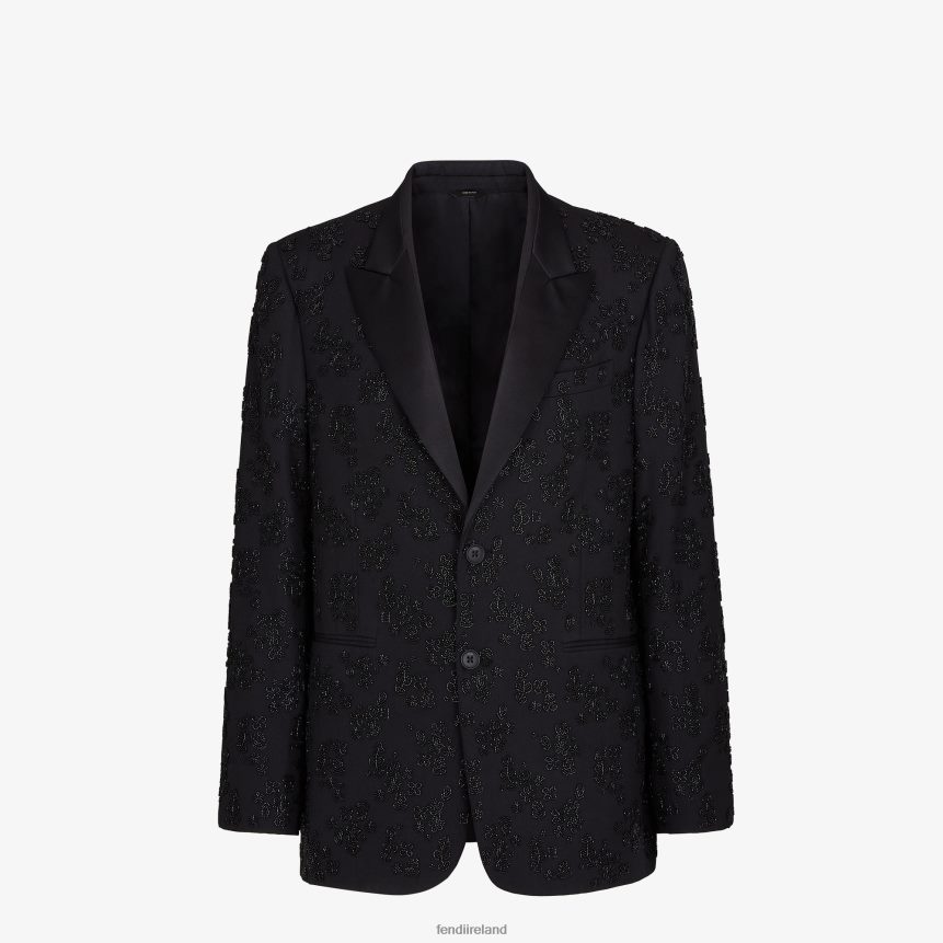 Fendi Men Wool And Silk Blazer R06TFR2082 Apparel Black
