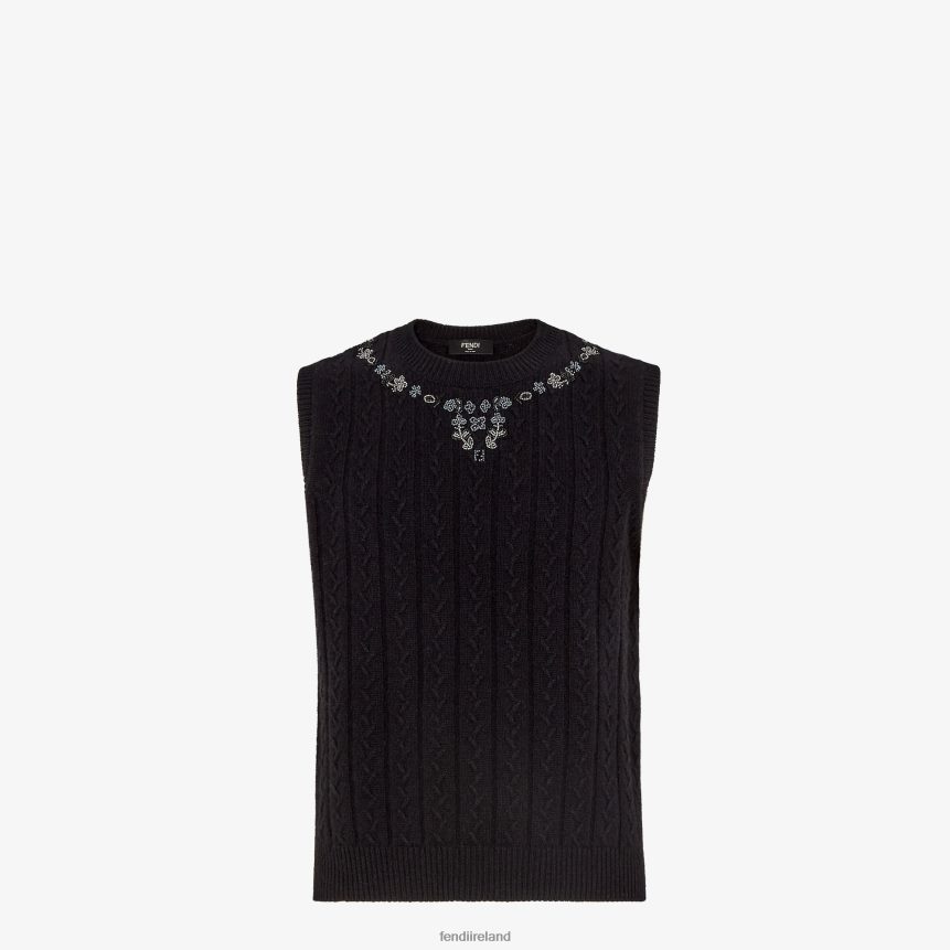 Fendi Men Cashmere Vest R06TFR2067 Apparel Black