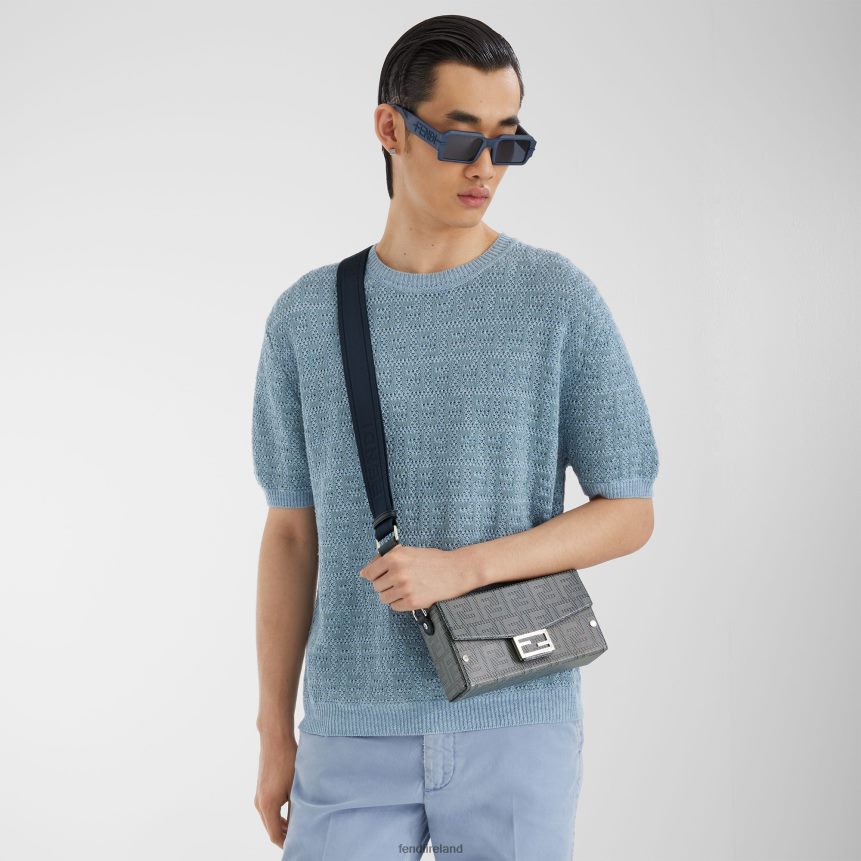 Fendi Men Linen, Cotton And Silk Jumper R06TFR1909 Apparel Light blue