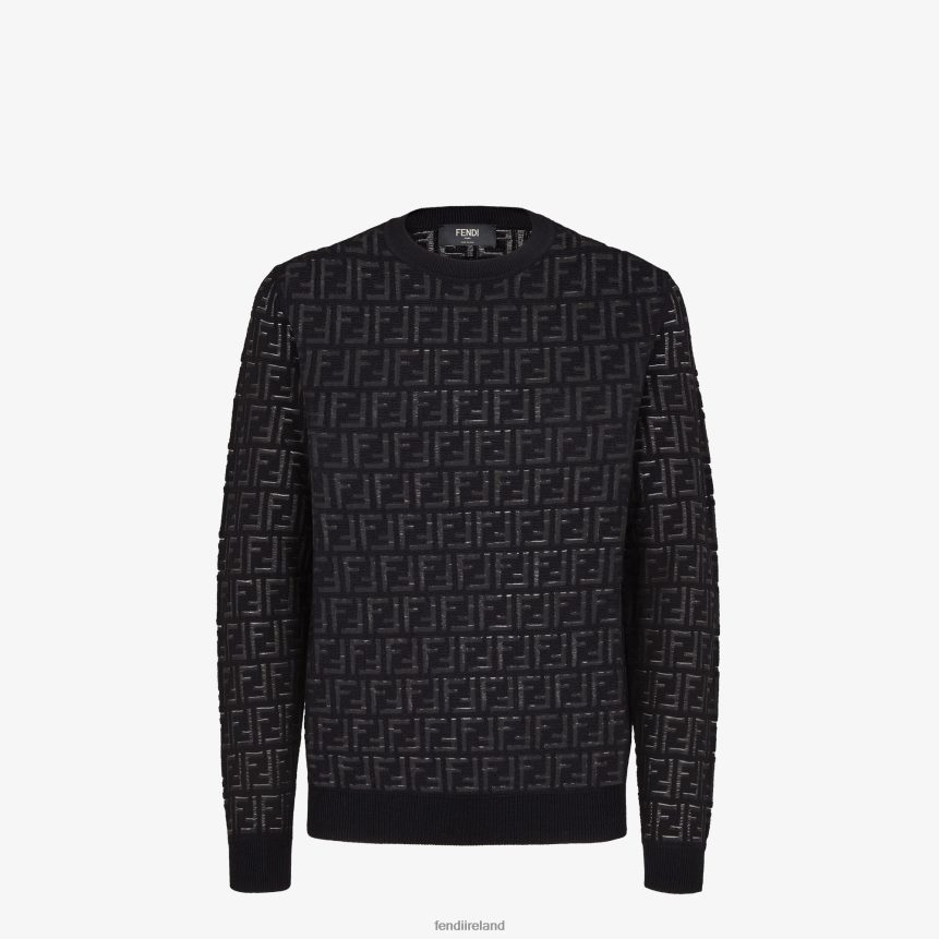 Fendi Men Sweater In Nylon And Wool R06TFR2092 Apparel Black