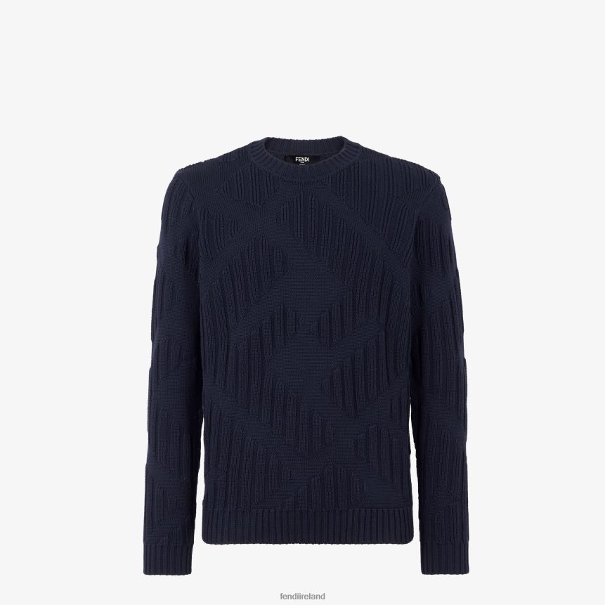 Fendi Men Wool Sweater R06TFR1976 Apparel Blue