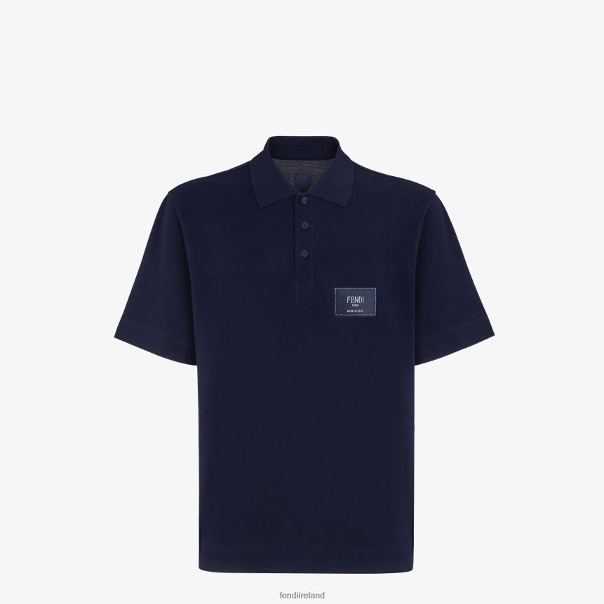 Fendi Men Cotton Polo Shirt R06TFR2143 Apparel Blue