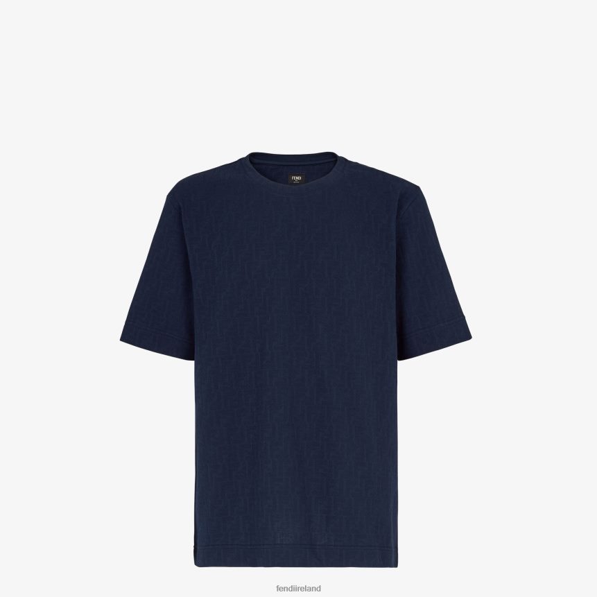 Fendi Men Pique T-Shirt R06TFR1908 Apparel Blue