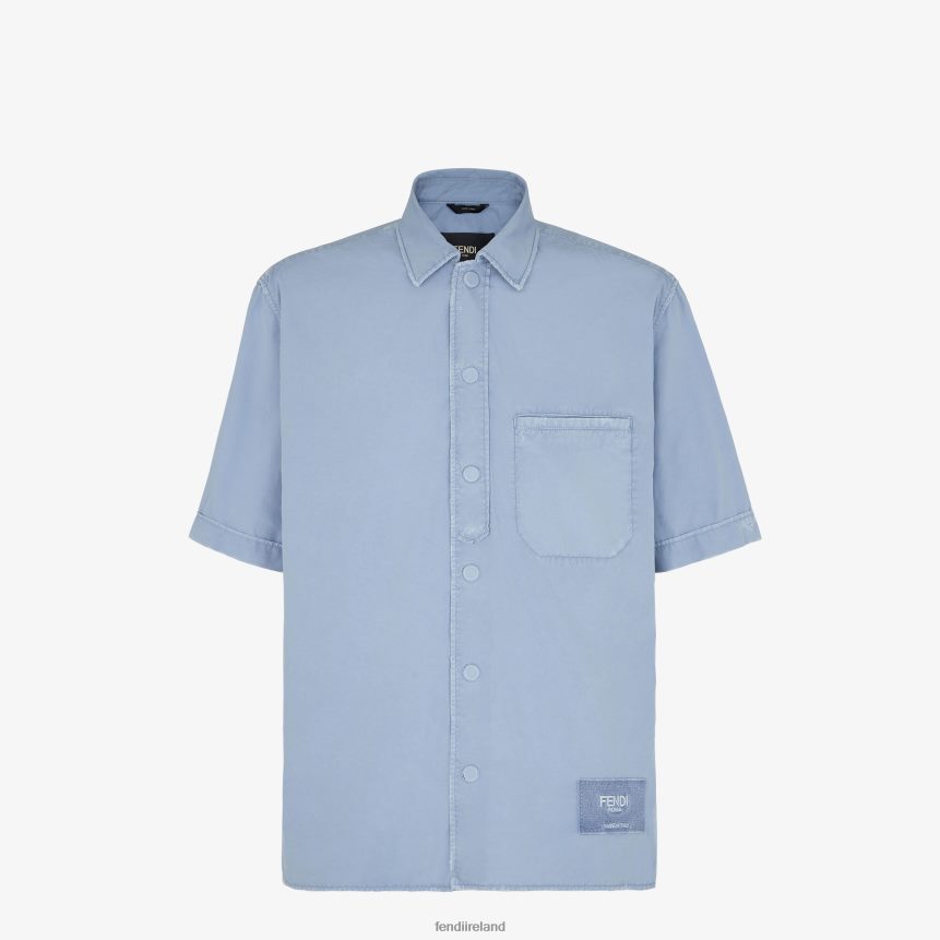 Fendi Men Cotton Shirt R06TFR1910 Apparel Light blue