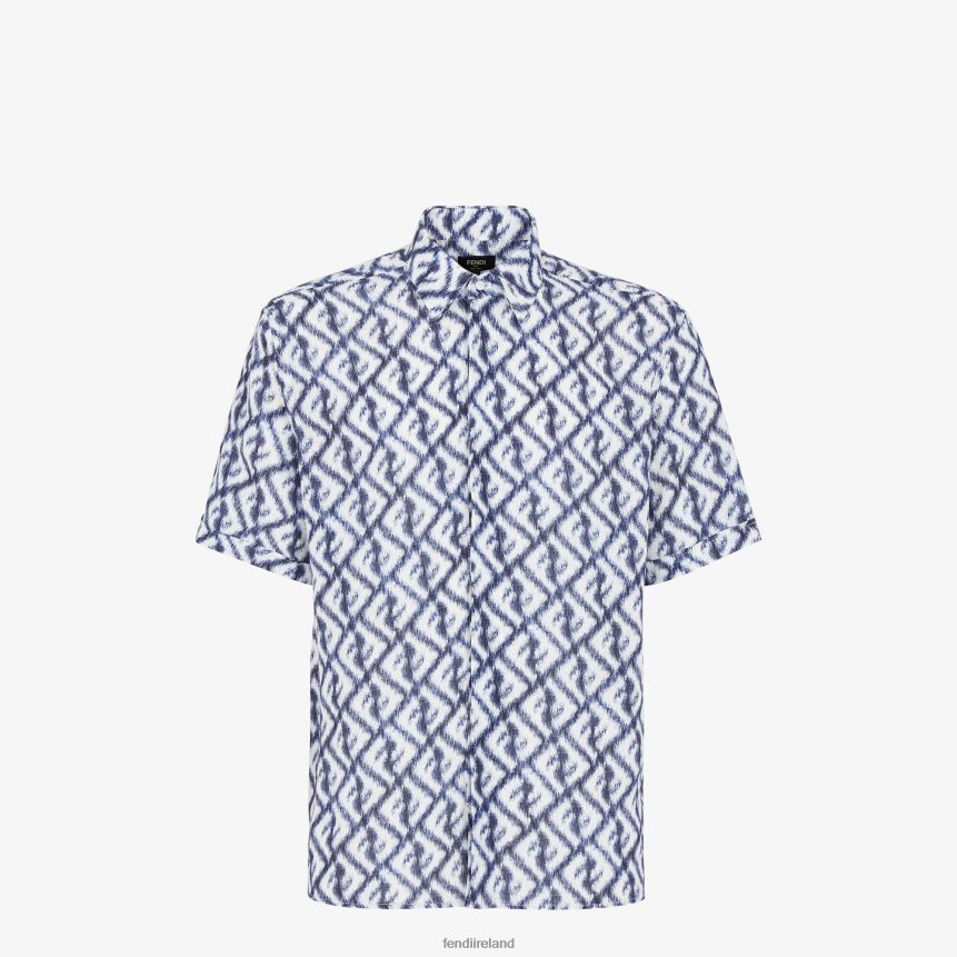 Fendi Men Linen Shirt R06TFR2009 Apparel Blue