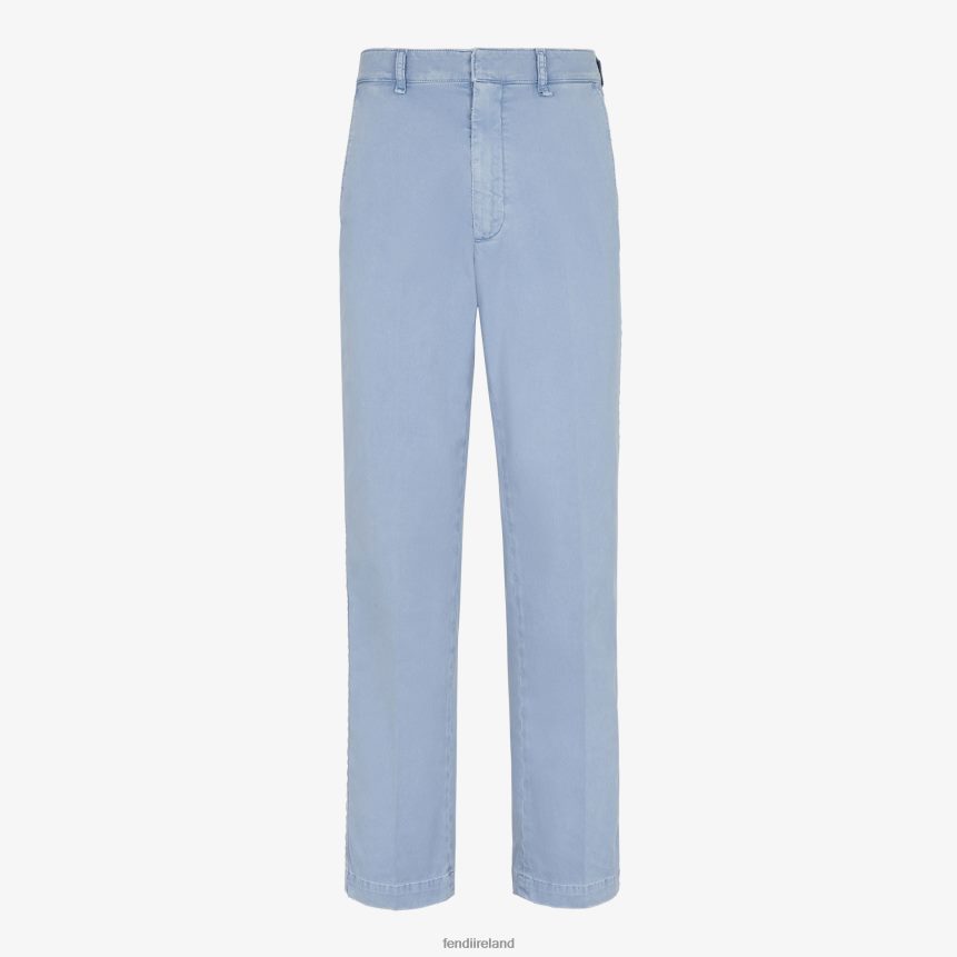 Fendi Men Gabardine Trousers R06TFR1923 Apparel Light blue