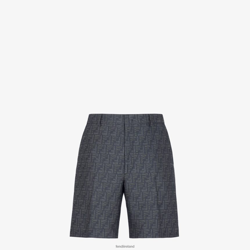 Fendi Men Jacquard Fabric Pants R06TFR1918 Apparel Blue