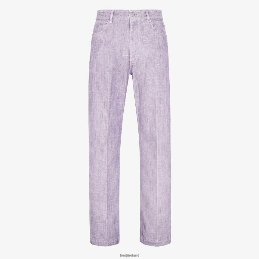 Fendi Men Lilac Denim Pants R06TFR2188 Apparel Purple