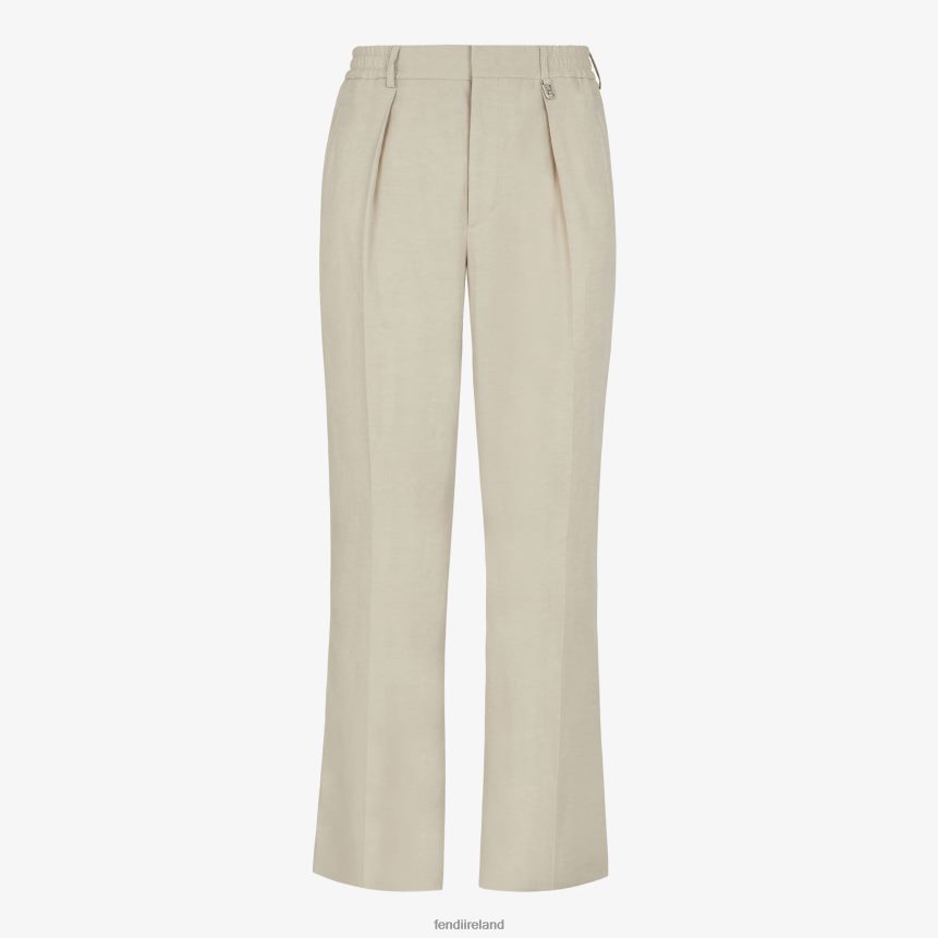 Fendi Men Linen Trousers R06TFR1916 Apparel Gray