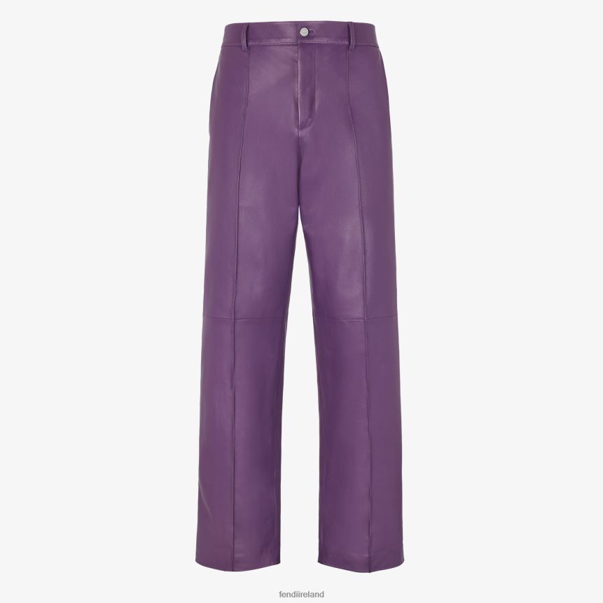Fendi Men Plonge Leather Pants R06TFR1913 Apparel Purple