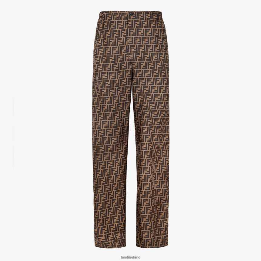Fendi Men Silk Pants R06TFR2181 Apparel Brown