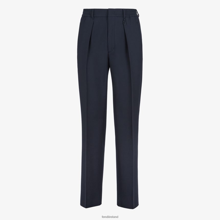 Fendi Men Wool Pants R06TFR1921 Apparel Blue