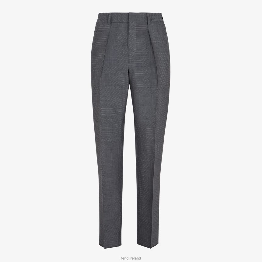 Fendi Men Wool Pants R06TFR1968 Apparel Gray