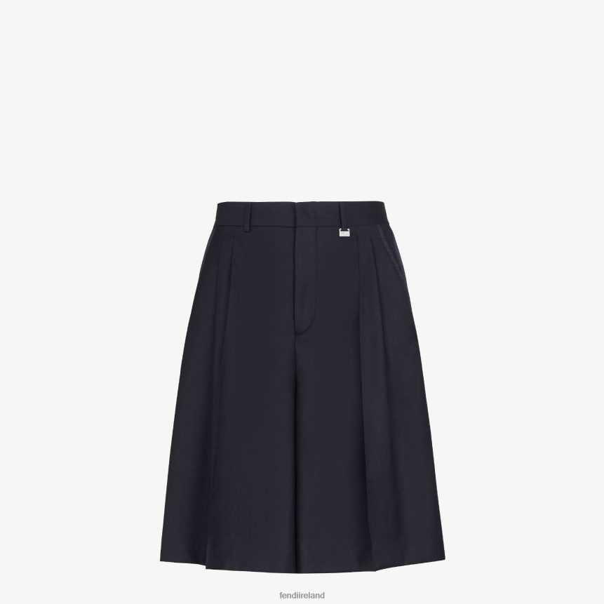 Fendi Men Wool Pants R06TFR2044 Apparel Blue