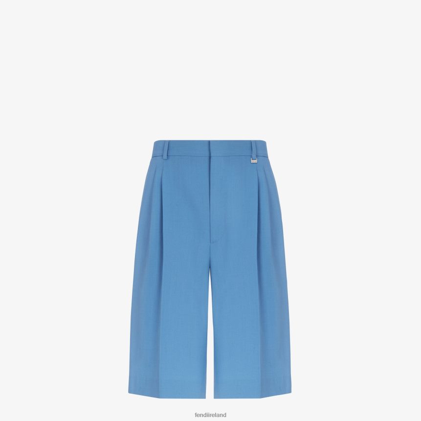 Fendi Men Wool Pants R06TFR2065 Apparel Blue