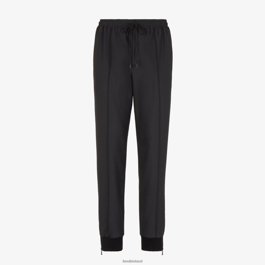 Fendi Men Wool Pants R06TFR2091 Apparel Black