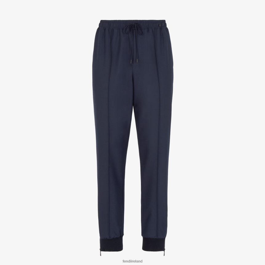 Fendi Men Wool Pants R06TFR2094 Apparel Blue