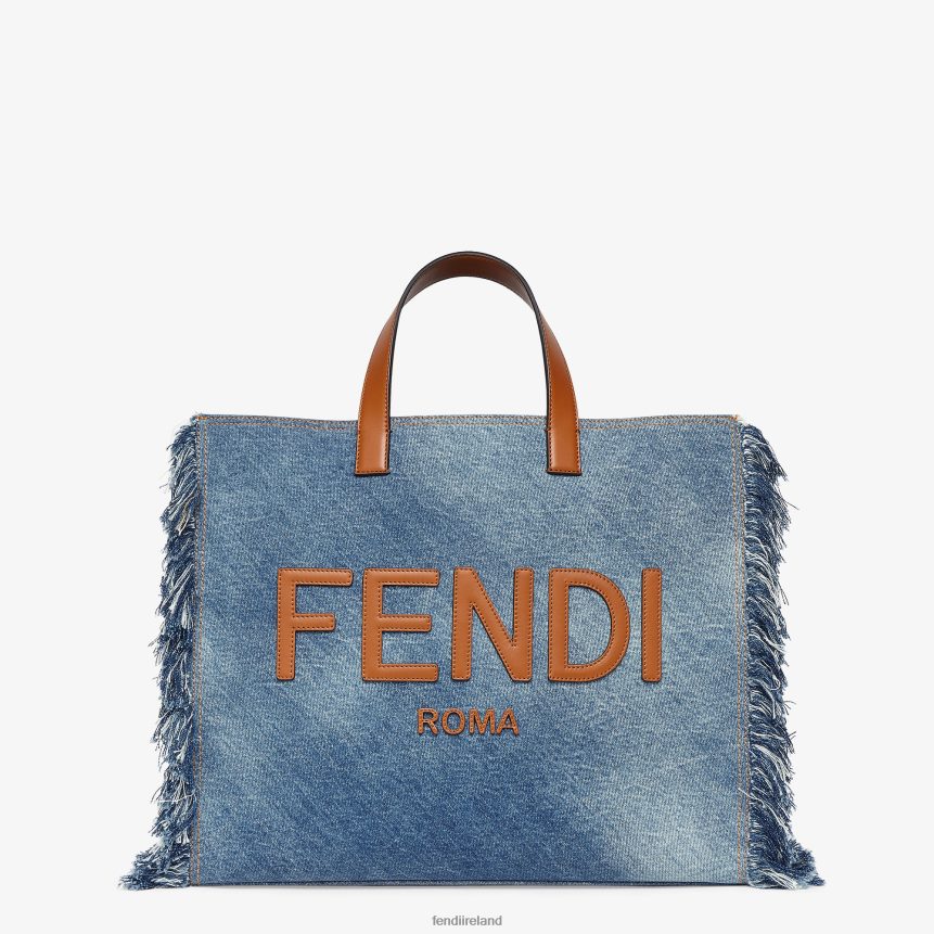 Fendi Men Denim Bag With Fringe R06TFR1868 Accessories Blue