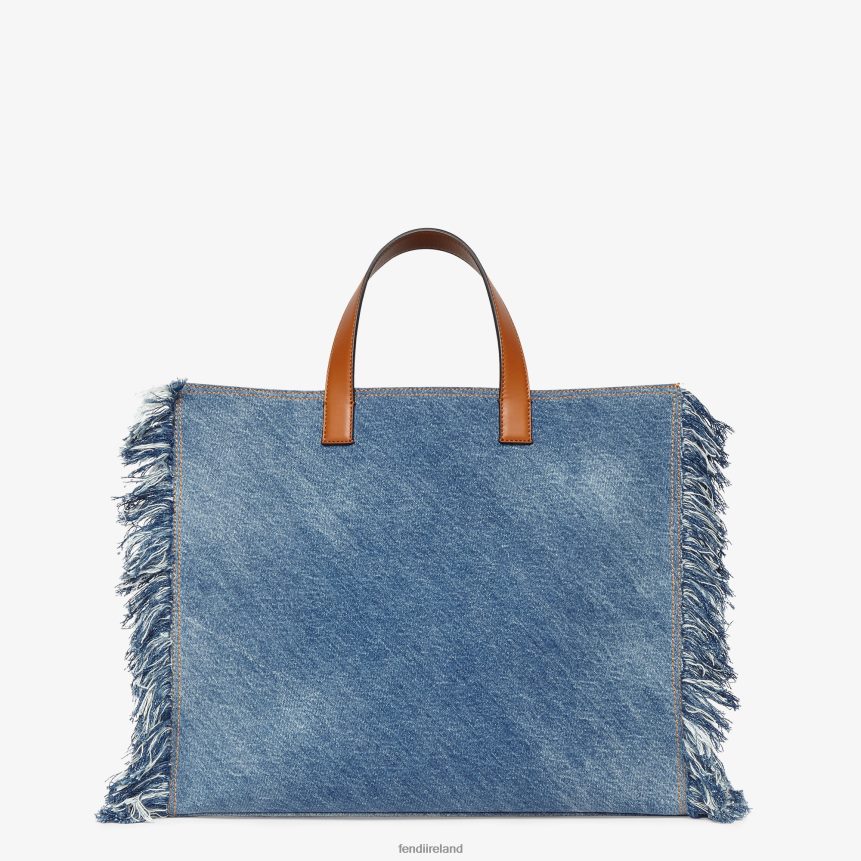 Fendi Men Denim Bag With Fringe R06TFR1868 Accessories Blue