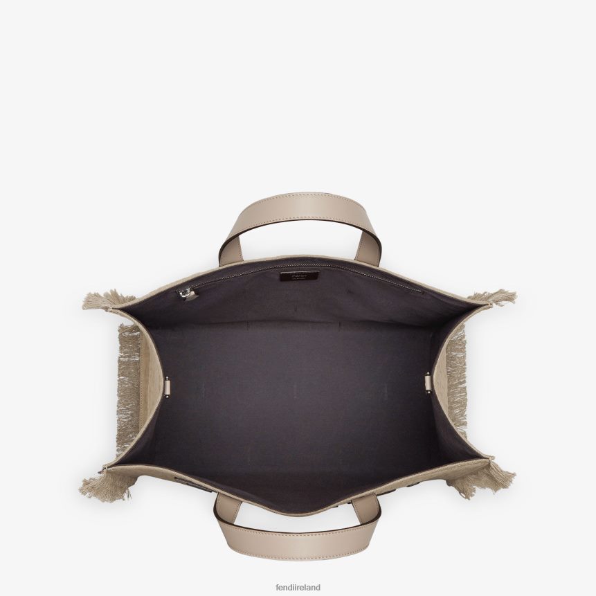 Fendi Men FF Fabric Bag With Fringes R06TFR1847 Accessories Beige