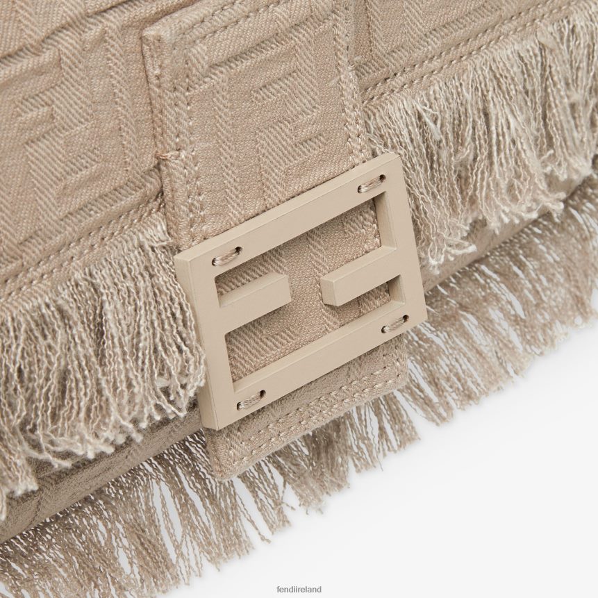 Fendi Men FF Fabric Bag With Fringes R06TFR1848 Accessories Beige
