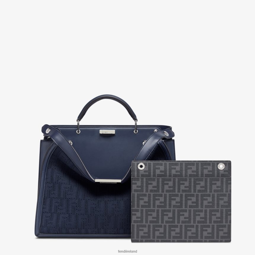 Fendi Men FF Knit And Leather Bag R06TFR1831 Accessories Blue