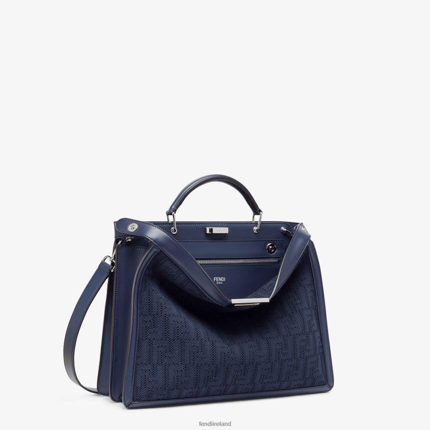 Fendi Men FF Knit And Leather Bag R06TFR1831 Accessories Blue