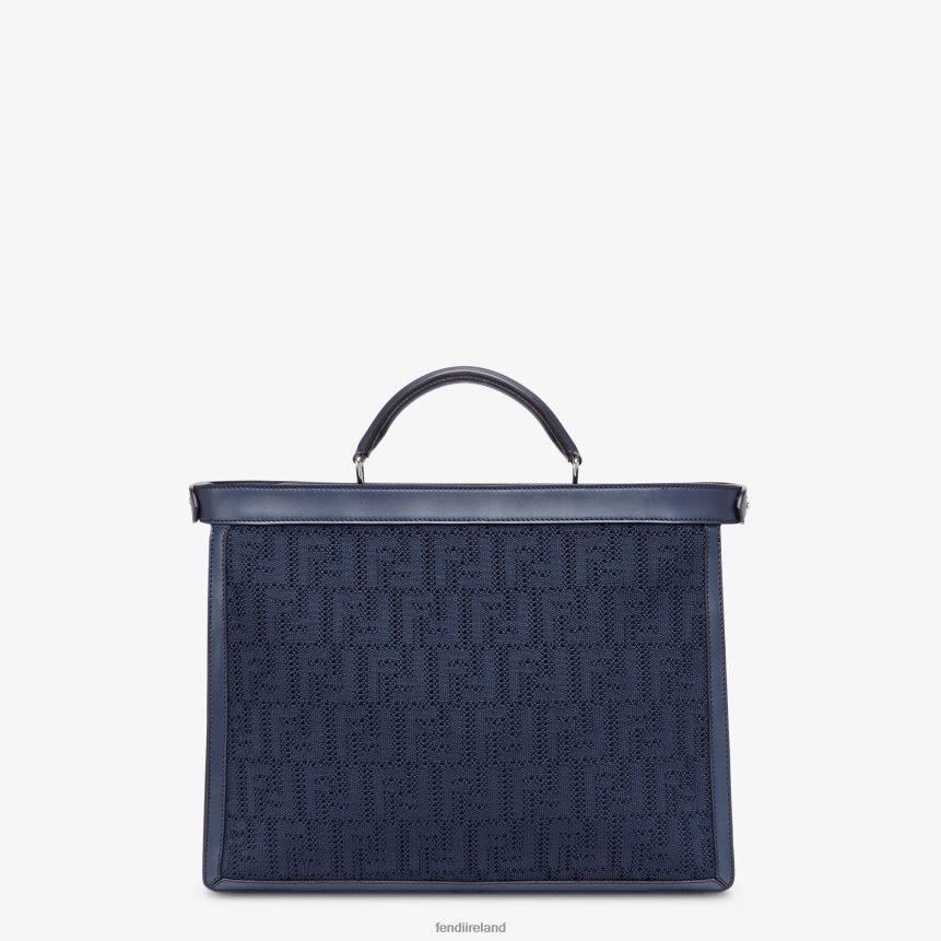 Fendi Men FF Knit And Leather Bag R06TFR1831 Accessories Blue