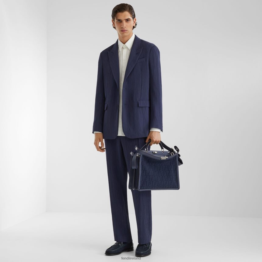 Fendi Men FF Knit And Leather Bag R06TFR1831 Accessories Blue