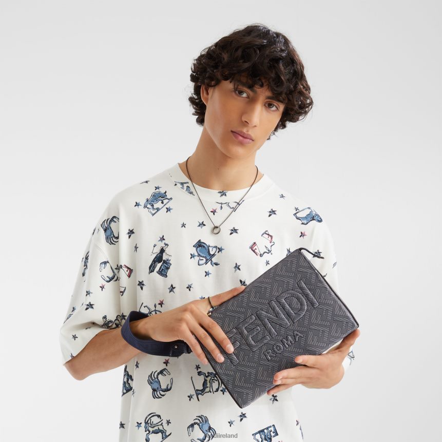 Fendi Men Leather Clutch Bag With Striped FF Print R06TFR1792 Accessories Multicolor