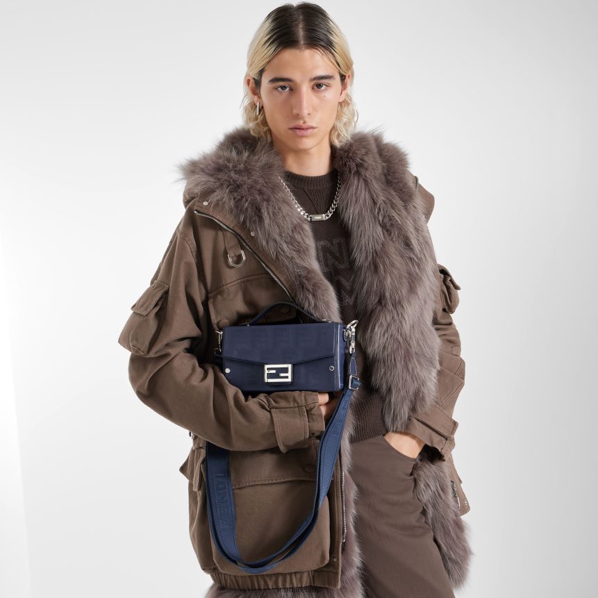 Fendi Men Soft Trunk Baguette Leather Bag R06TFR1800 Accessories Blue