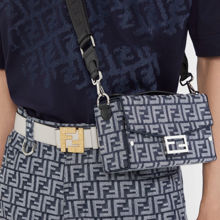 Fendi Men Soft Trunk Baguette Leather Bag R06TFR1851 Accessories Blue