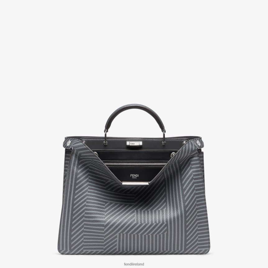 Fendi Men Two-Tone Printed Leather Bag R06TFR1819 Accessories Gray