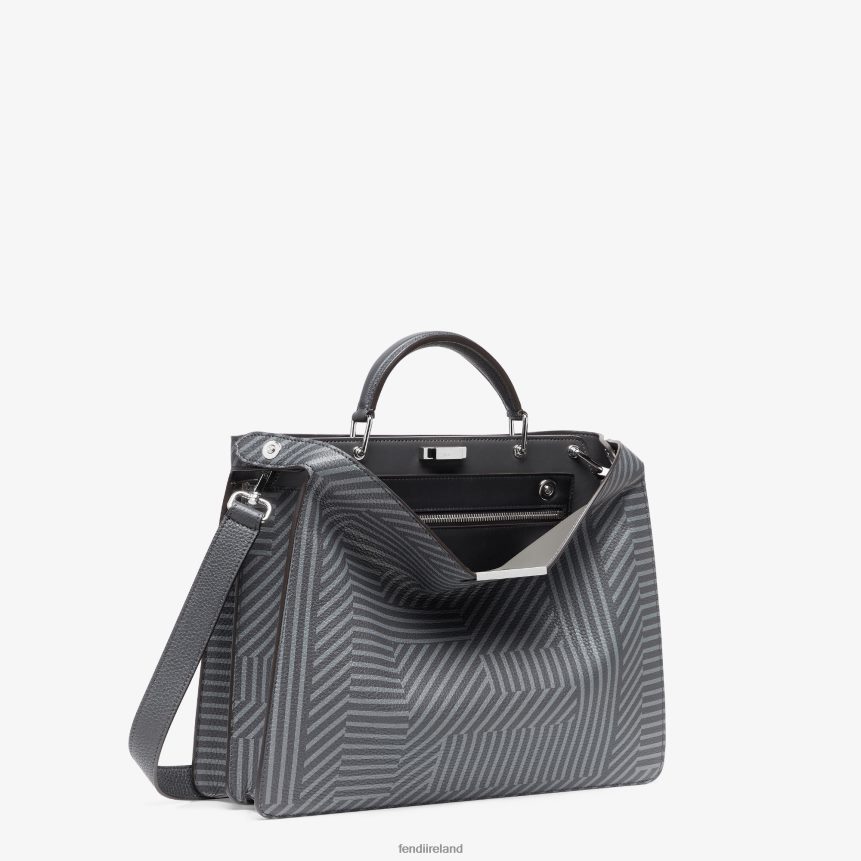 Fendi Men Two-Tone Printed Leather Bag R06TFR1819 Accessories Gray