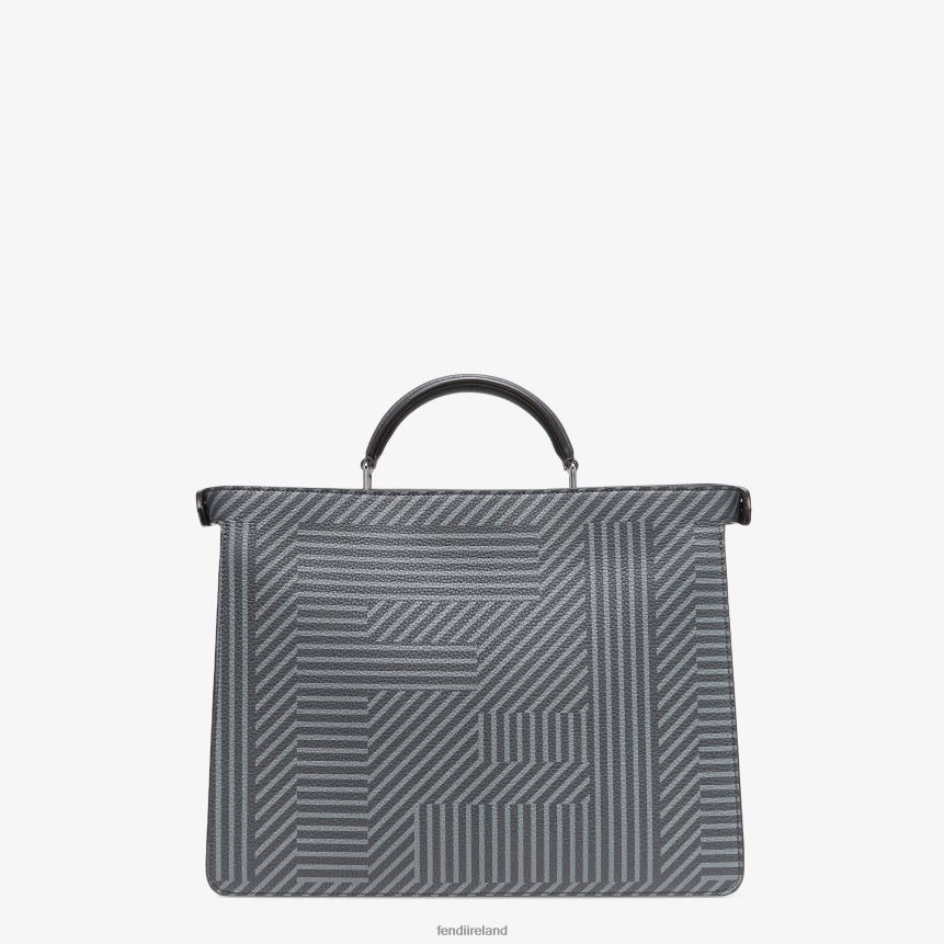 Fendi Men Two-Tone Printed Leather Bag R06TFR1819 Accessories Gray