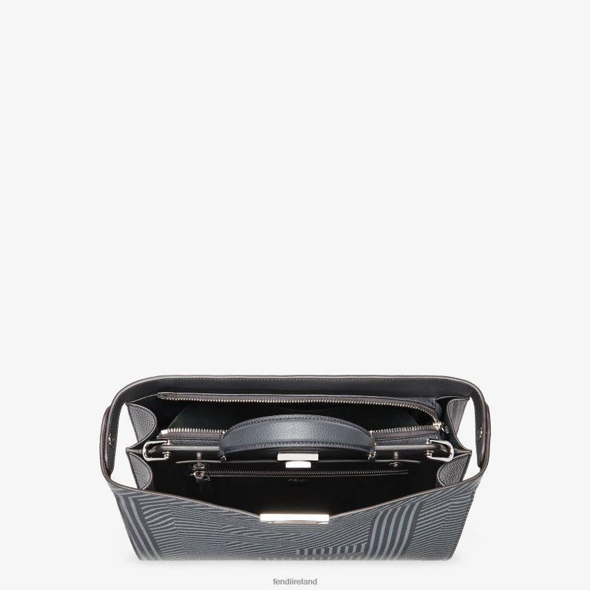 Fendi Men Two-Tone Printed Leather Bag R06TFR1819 Accessories Gray