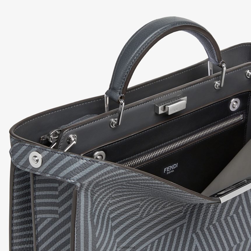 Fendi Men Two-Tone Printed Leather Bag R06TFR1819 Accessories Gray