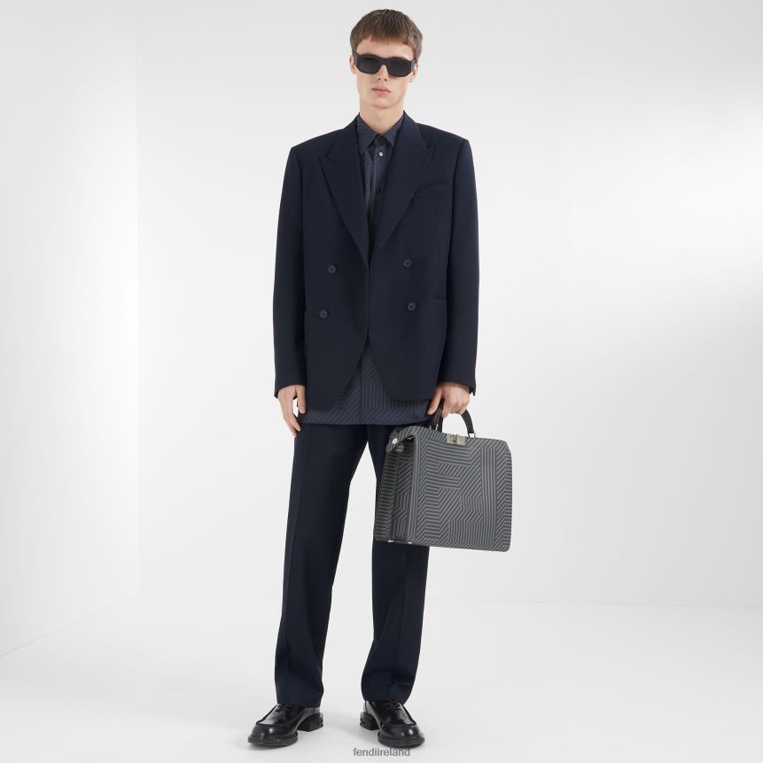 Fendi Men Two-Tone Printed Leather Bag R06TFR1819 Accessories Gray