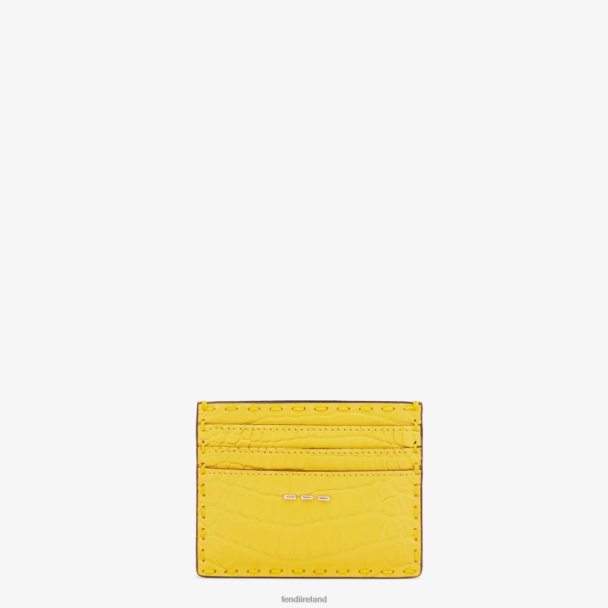 Fendi Men Alligator Leather Card Holder R06TFR2676 Accessories Yellow