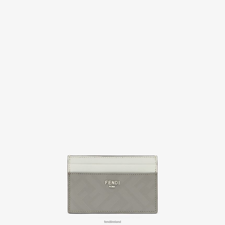 Fendi Men Dove Leather Card Holder R06TFR2583 Accessories Gray