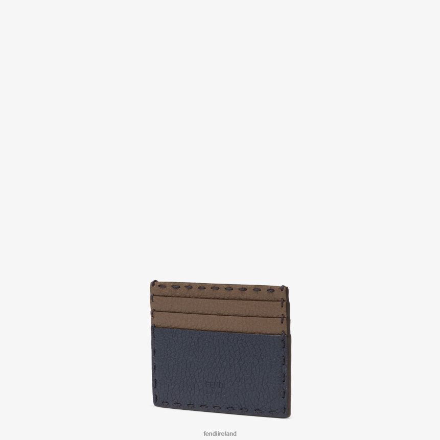 Fendi Men Selleria Leather Card Holder R06TFR2646 Accessories Blue