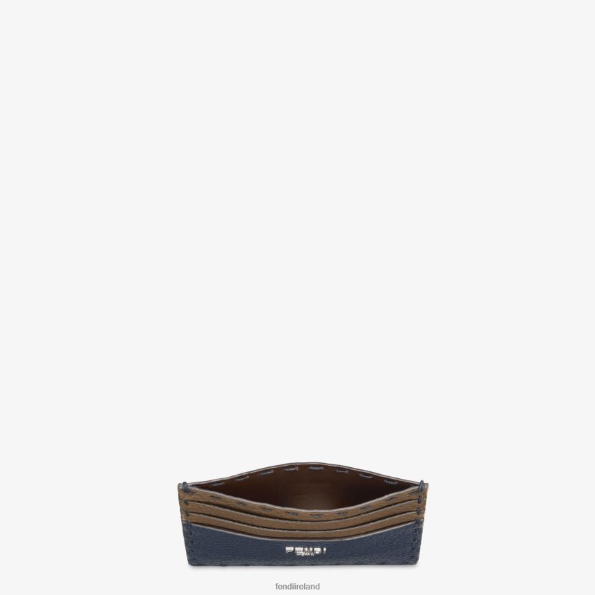 Fendi Men Selleria Leather Card Holder R06TFR2646 Accessories Blue